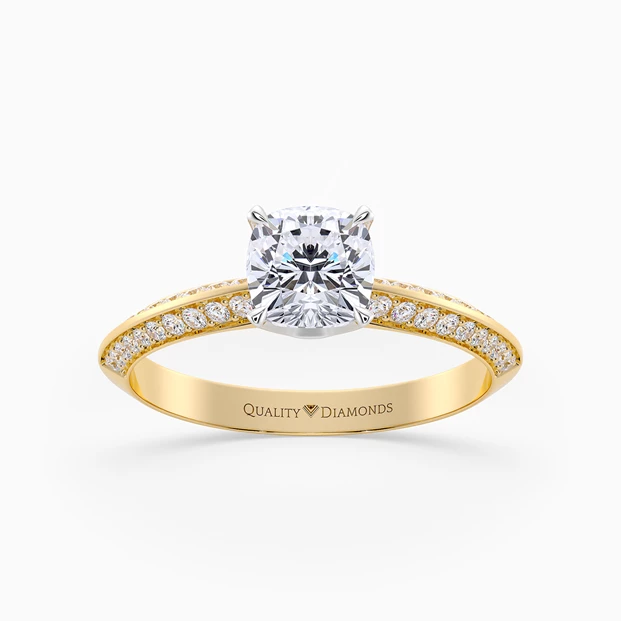 Diamond Set Cushion Carella Diamond Ring in 9K Yellow Gold