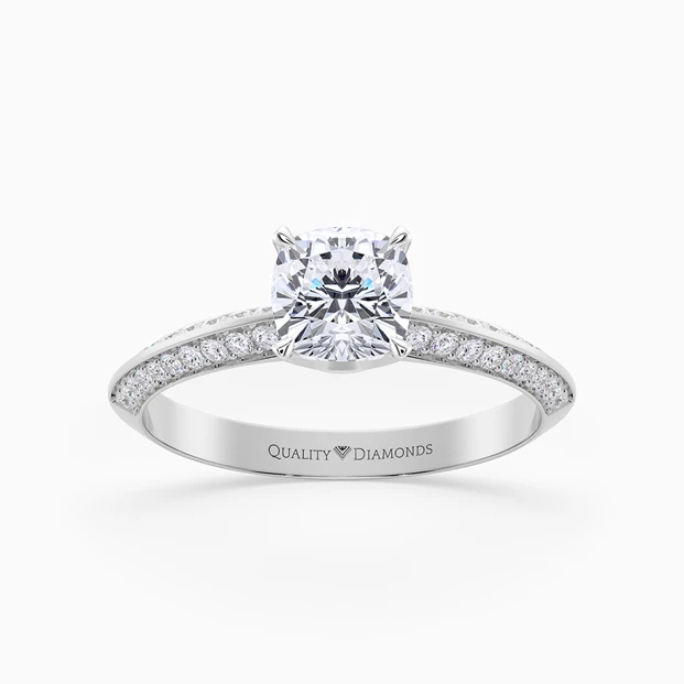 Diamond Set Cushion Carella Diamond Ring in Palladium