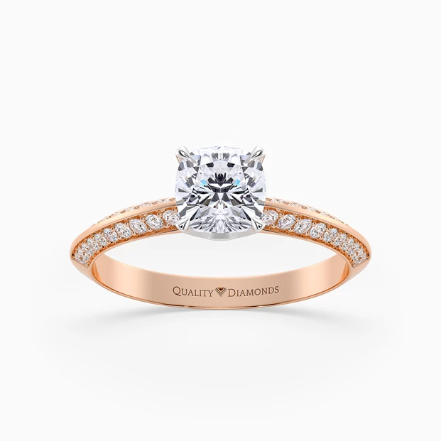 Diamond Set Cushion Carella Diamond Ring in 9K Rose Gold