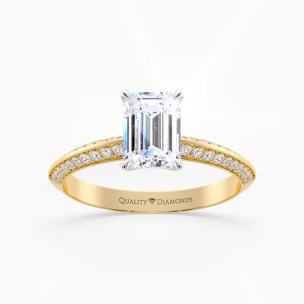 Diamond Set Emerald Carella Diamond Ring in 18K Yellow Gold