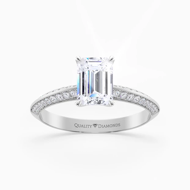 Diamond Set Emerald Carella Diamond Ring in Palladium