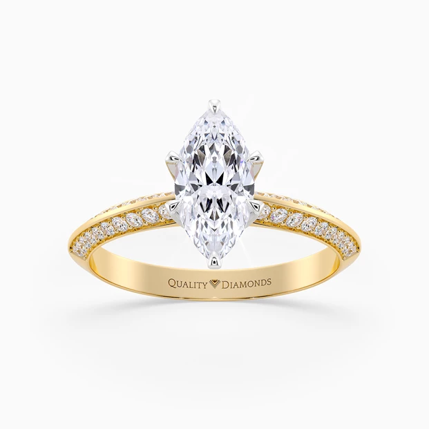 Diamond Set Marquise Carella Diamond Ring in 18K Yellow Gold