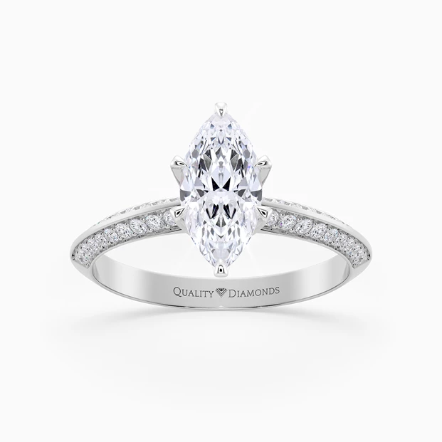 Diamond Set Marquise Carella Diamond Ring in 9K White Gold