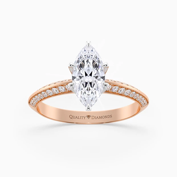 Diamond Set Marquise Carella Diamond Ring in 18K Rose Gold