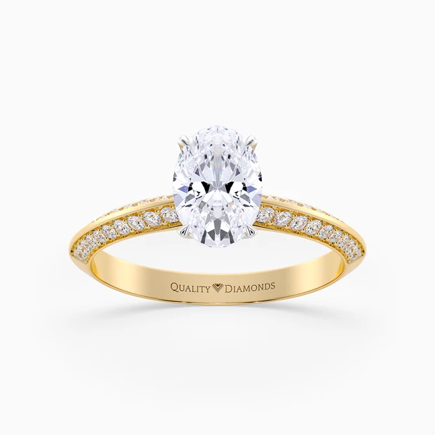 Diamond Set Oval Carella Diamond Ring in 18K Yellow Gold