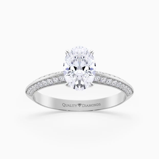 Diamond Set Oval Carella Diamond Ring in Palladium