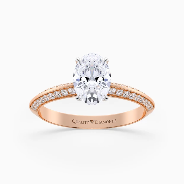 Diamond Set Oval Carella Diamond Ring in 18K Rose Gold