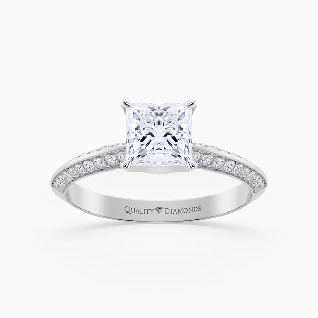 Diamond Set Princess Carella Diamond Ring in 9K White Gold