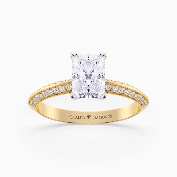Diamond Set Radiant Carella Diamond Ring in 18K Yellow Gold