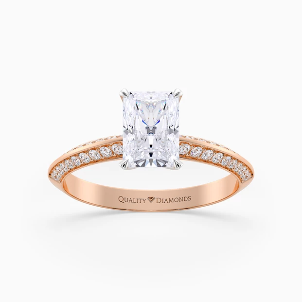 Diamond Set Radiant Carella Diamond Ring in 18K Rose Gold