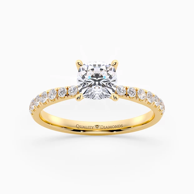 Diamond Set Cushion Mirabelle Diamond Ring in 9K Yellow Gold