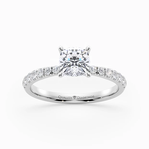 Diamond Set Cushion Mirabelle Diamond Ring in 9K White Gold