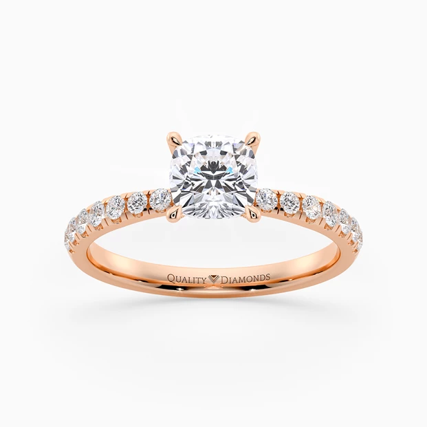 Diamond Set Cushion Mirabelle Diamond Ring in 9K Rose Gold