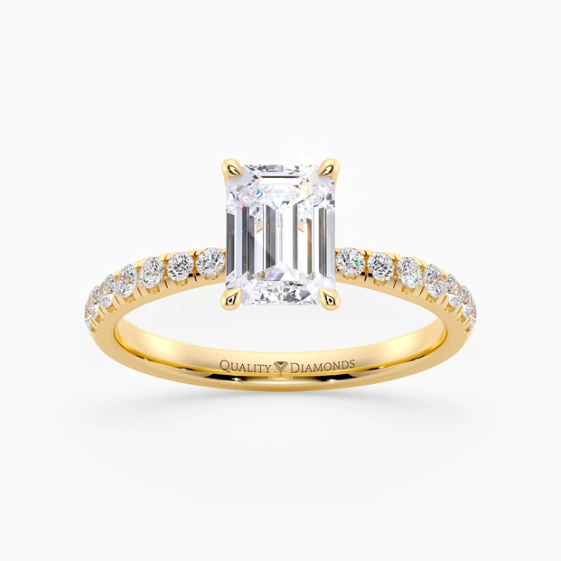 Diamond Set Emerald Mirabelle Diamond Ring in 18K Yellow Gold