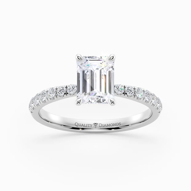 Diamond Set Emerald Mirabelle Diamond Ring in 18K White Gold