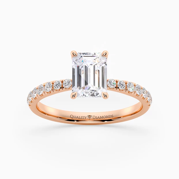 Diamond Set Emerald Mirabelle Diamond Ring in 18K Rose Gold