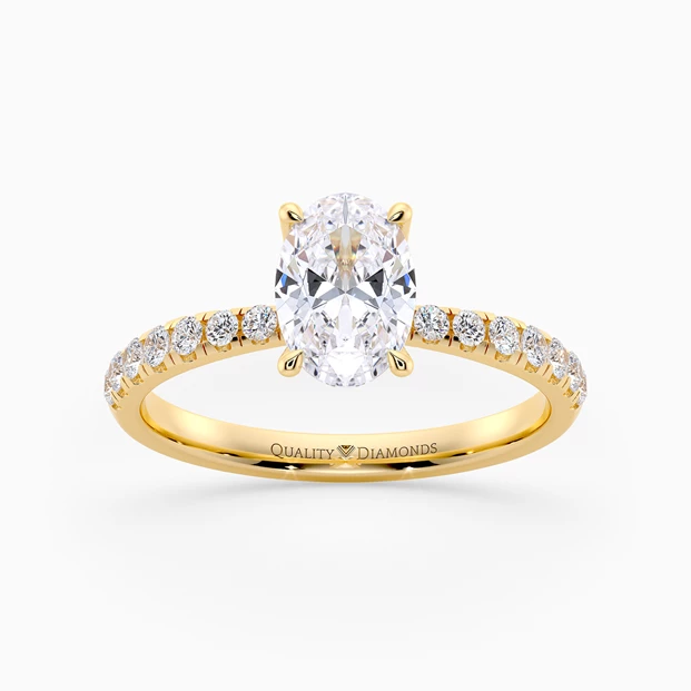 Diamond Set Oval Mirabelle Diamond Ring in 9K Yellow Gold