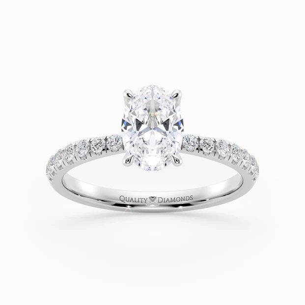 Diamond Set Oval Mirabelle Diamond Ring in 18K White Gold
