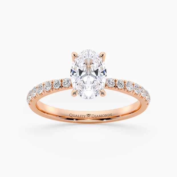 Diamond Set Oval Mirabelle Diamond Ring in 9K Rose Gold