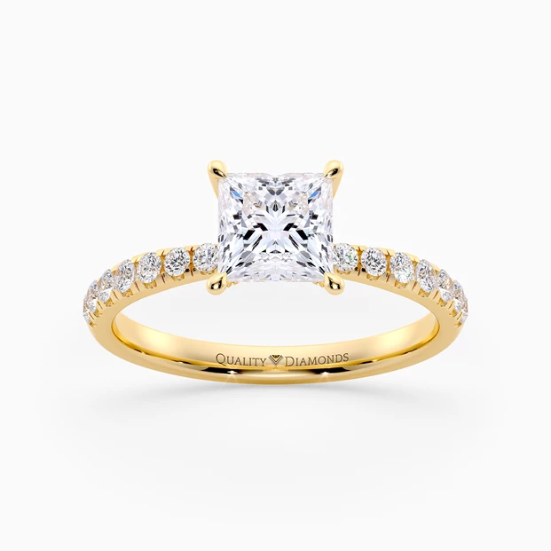 Diamond Set Princess Mirabelle Diamond Ring in 18K Yellow Gold