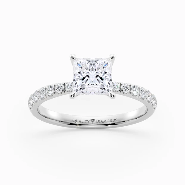 Diamond Set Princess Mirabelle Diamond Ring in 9K White Gold