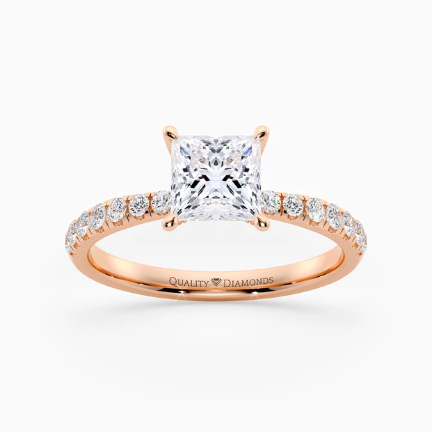 Diamond Set Princess Mirabelle Diamond Ring in 9K Rose Gold