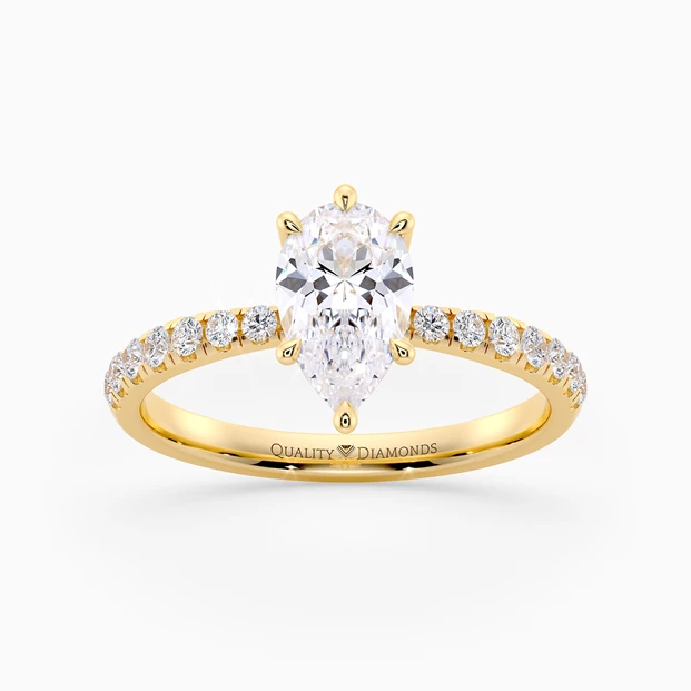 Diamond Set Pear Mirabelle Diamond Ring in 9K Yellow Gold