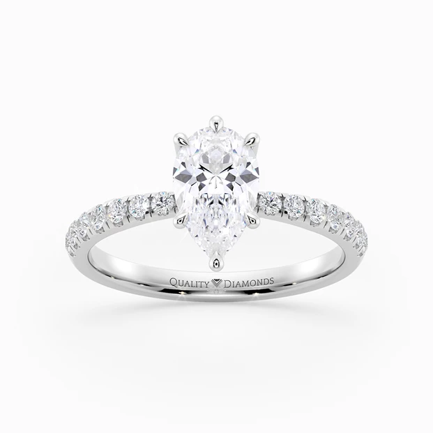 Diamond Set Pear Mirabelle Diamond Ring in 9K White Gold