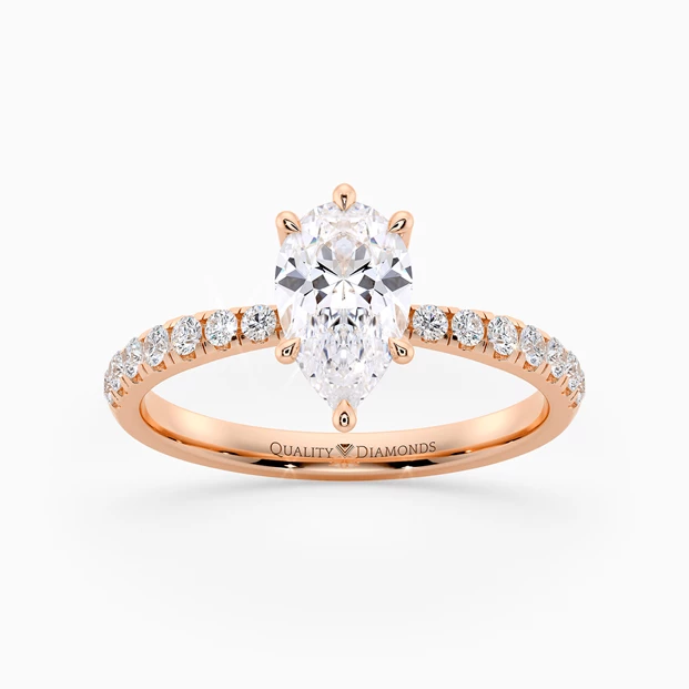 Diamond Set Pear Mirabelle Diamond Ring in 9K Rose Gold