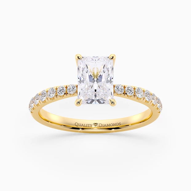 Diamond Set Radiant Mirabelle Diamond Ring in 18K Yellow Gold