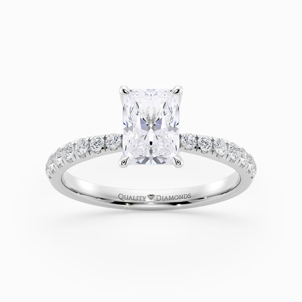 Diamond Set Radiant Mirabelle Diamond Ring in Palladium