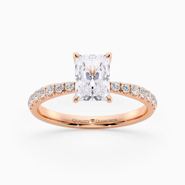 Diamond Set Radiant Mirabelle Diamond Ring in 18K Rose Gold