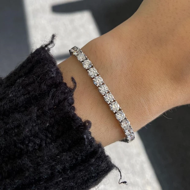 10ct Lab-Grown Tennis Bracelet in 9K White Gold