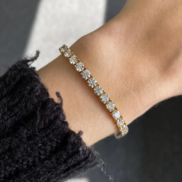 10ct Lab-Grown Tennis Bracelet in 18K Yellow Gold