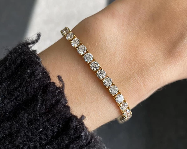 10ct Lab-Grown Tennis Bracelet in 18K Yellow Gold