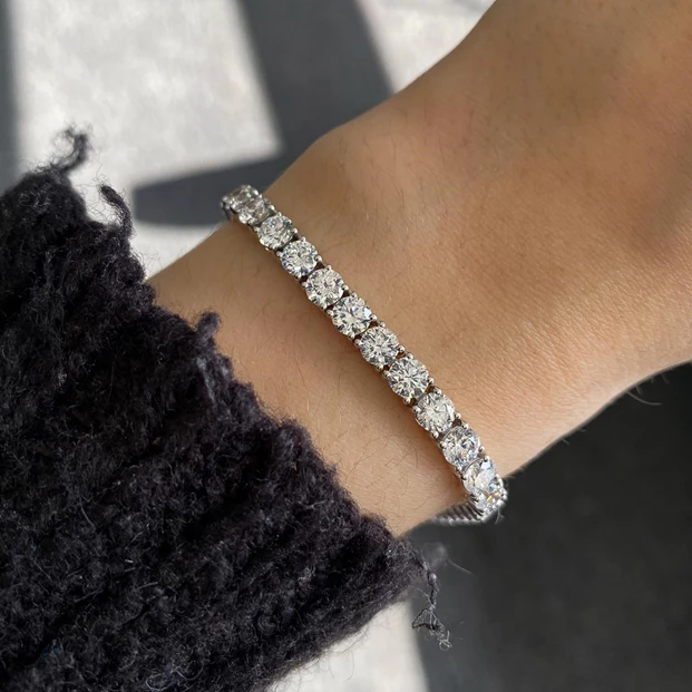 12ct Lab-Grown Tennis Bracelet in 18K White Gold