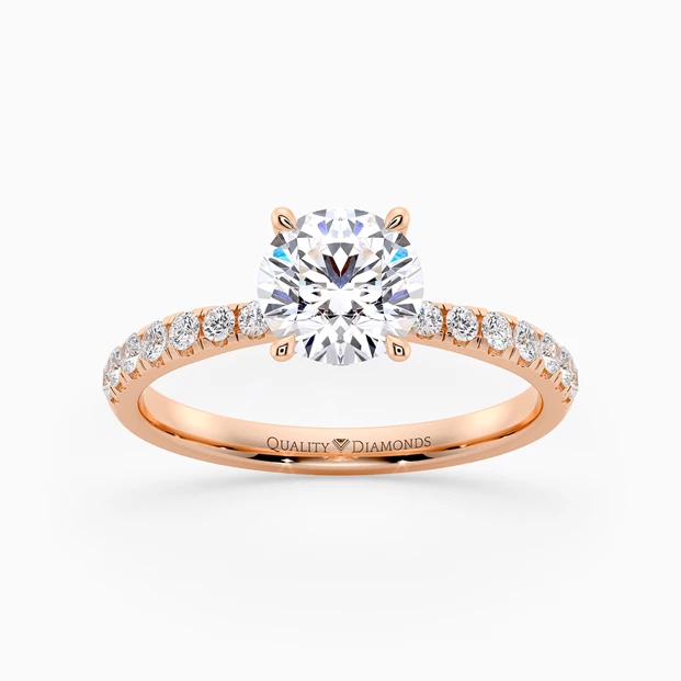 Diamond Set Round Brilliant Mirabelle Diamond Ring in 18K Rose Gold