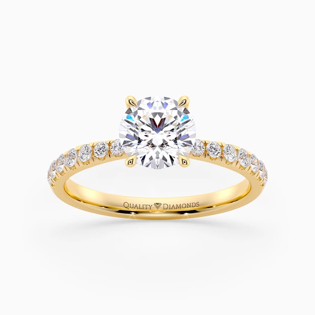 Diamond Set Round Brilliant Mirabelle Diamond Ring in 18K Yellow Gold