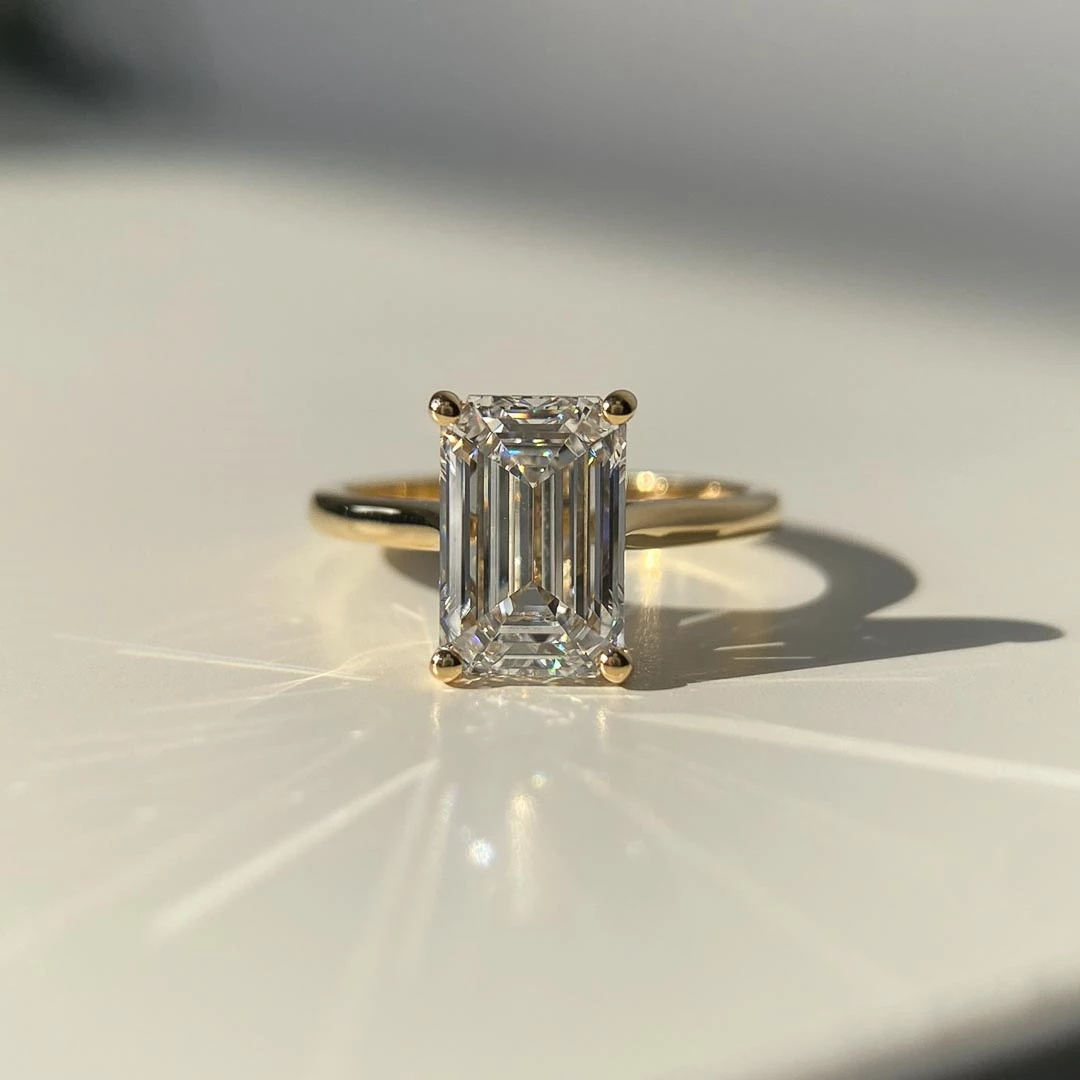 2.76ct Lab-Grown Emerald Beau Diamond Ring in 18K Yellow Gold