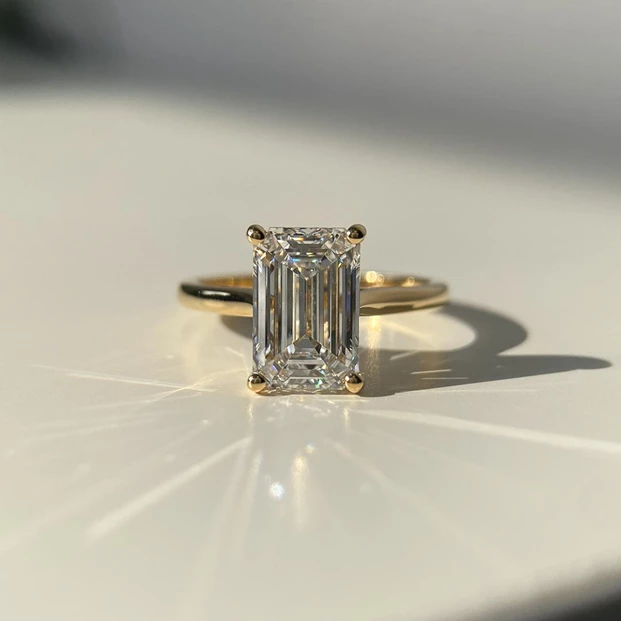 2.76ct Lab-Grown Emerald Beau Diamond Ring in 18K Yellow Gold