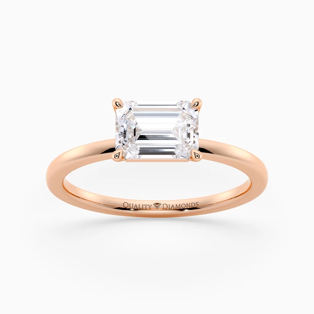 Emerald Amada Diamond Ring in 18K Rose Gold