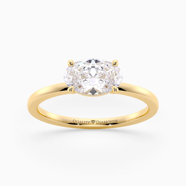 Oval Amada Diamond Ring in 9K Yellow Gold