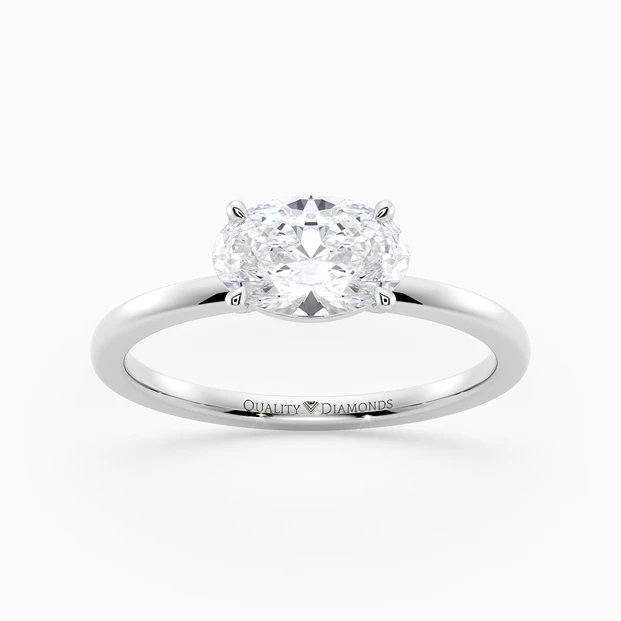Oval Amada Diamond Ring in 9K White Gold