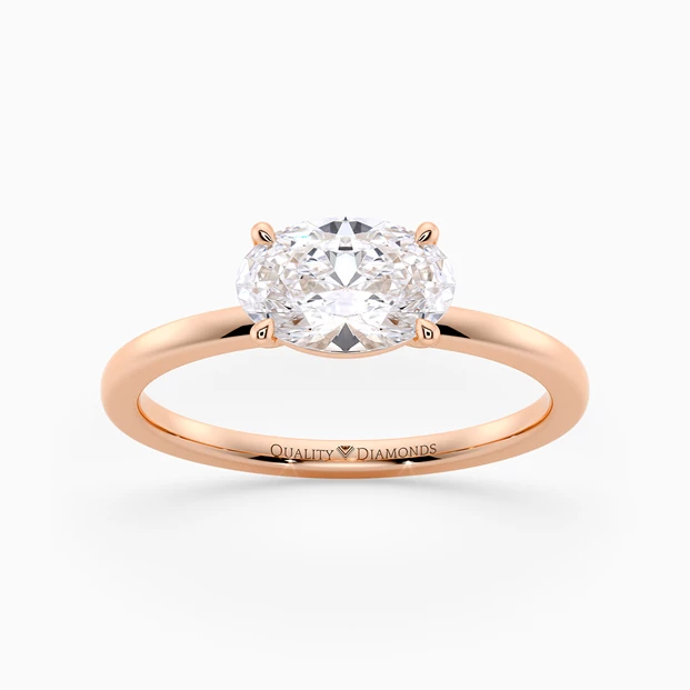 Oval Amada Diamond Ring in 9K Rose Gold