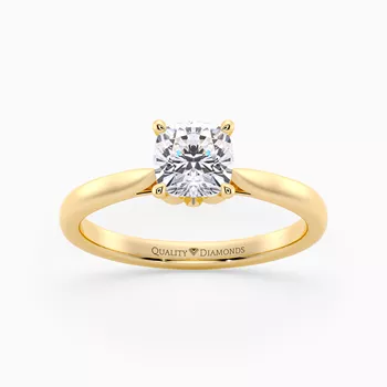 Cushion Flor Diamond Ring in 9K Yellow Gold