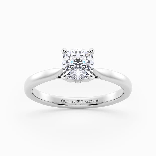 Cushion Flor Diamond Ring in 9K White Gold