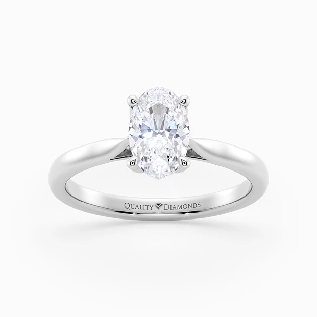 Oval Flor Diamond Ring in Palladium