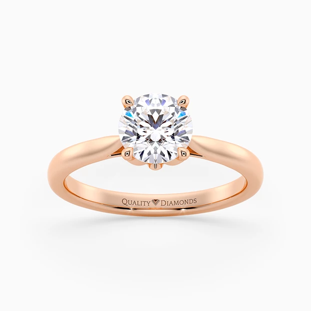 Round Brilliant Flor Diamond Ring in 18K Rose Gold