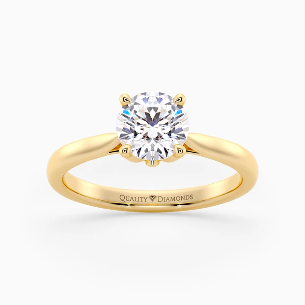 Round Brilliant Flor Diamond Ring in 9K Yellow Gold