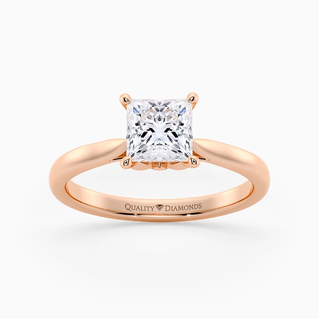Princess Flor Diamond Ring in 9K Rose Gold